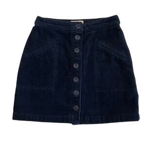 Marine Layer Navy Button Up Corduroy Mini Skirt Women's Size 0 Retro 90s Y2K